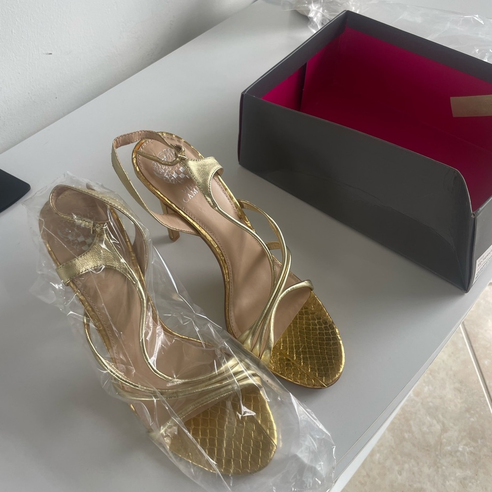 Elegant Gold Strappy Heels